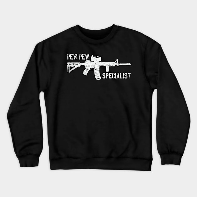 Pew Pew Specialist Crewneck Sweatshirt by MikesTeez